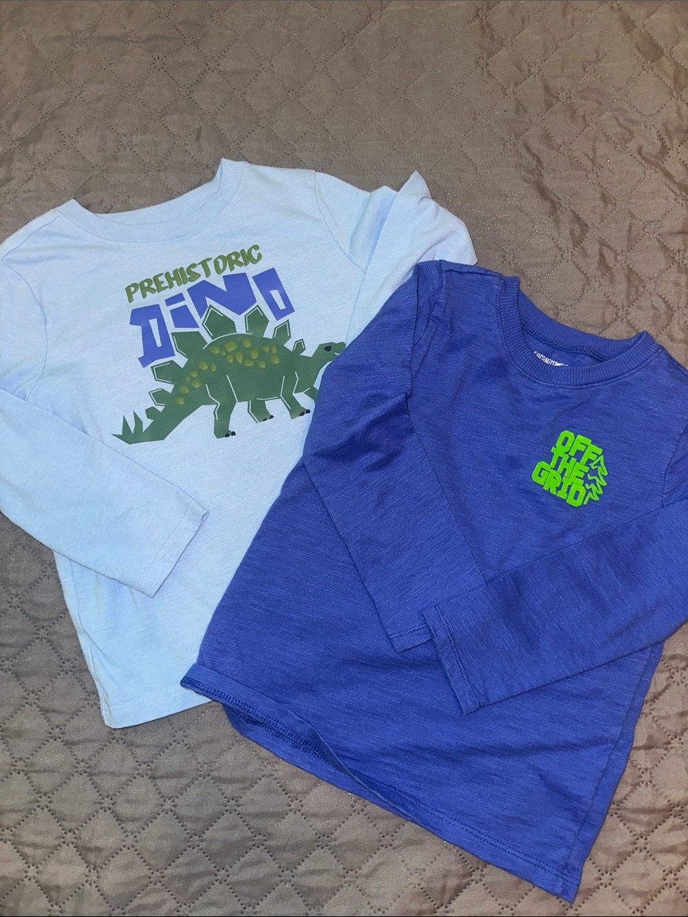 Toddler Long-Sleeve Dinosaur Graphic Tee - Blue & Light Blue